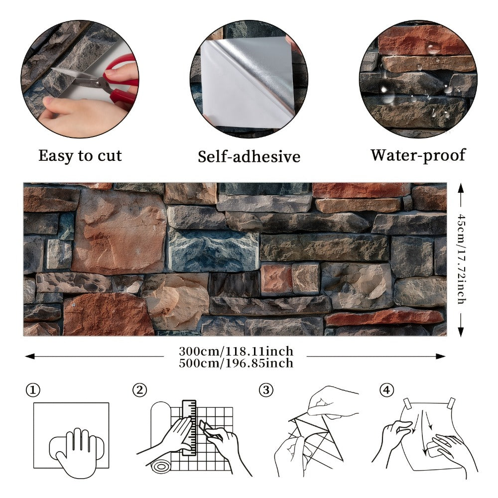 3D Brick Foam Wallpaper Self Adhesive Peel and Stick Wall Panels PVC Rustic Brick Pattern, for Entryways, Bedrooms and Living Spaces
