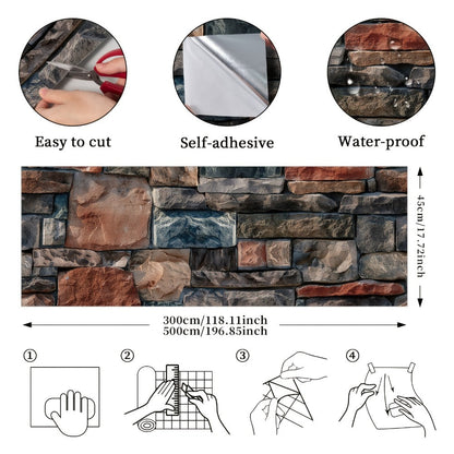 3D Brick Foam Wallpaper Self Adhesive Peel and Stick Wall Panels PVC Rustic Brick Pattern, for Entryways, Bedrooms and Living Spaces