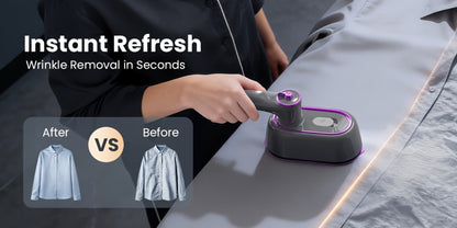 Mini Travel Steamer 2-in-1 Dry Steam Iron Foldable 180 Degree Handle 15-Second Heat 85ml for Entryways, Bedrooms and Living Spaces