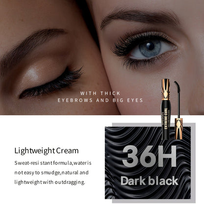 Black Mascara Two-Piece Set with Gold Crown-Style Caps and Curved Black Bristle Applicator Wands