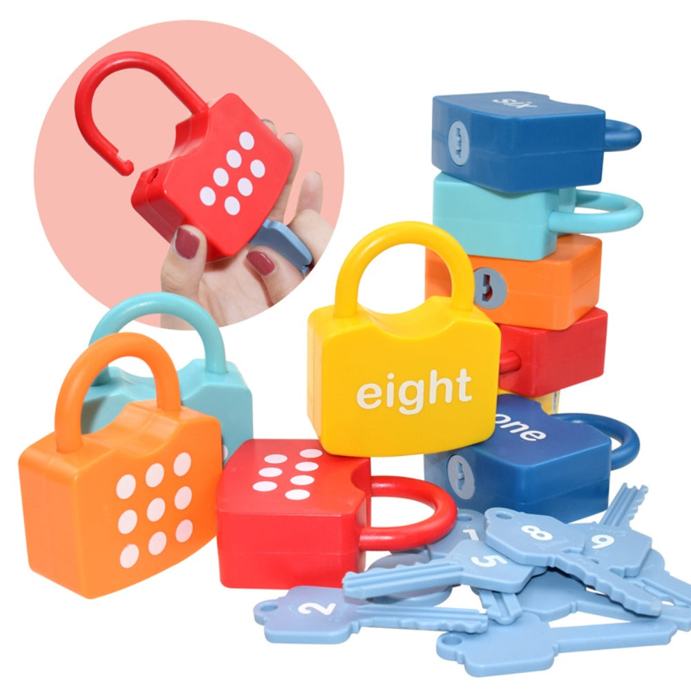 Preschool Math Lock and Key Counting Toy 10 Sets – Number Recognition Manipulative for Kids Ages 3-5, Color-Coded Kindergarten Math