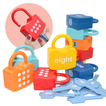 Preschool Math Lock and Key Counting Toy 10 Sets – Number Recognition Manipulative for Kids Ages 3-5, Color-Coded Kindergarten Math