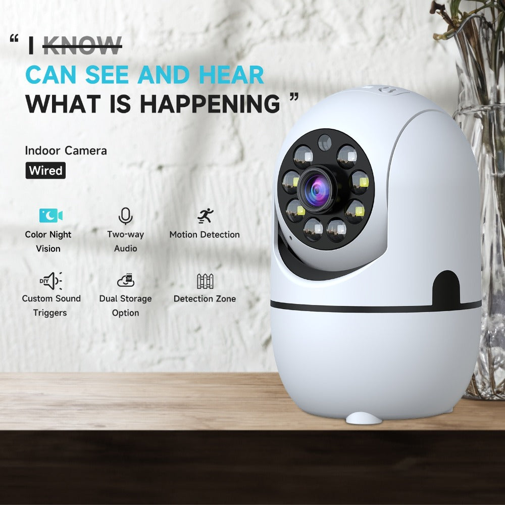 Security Camera 1080P Indoor PTZ Model with 355 Pan-Tilt, Dual-Band WiFi, Two-Way Audio and Three Pack Sizes