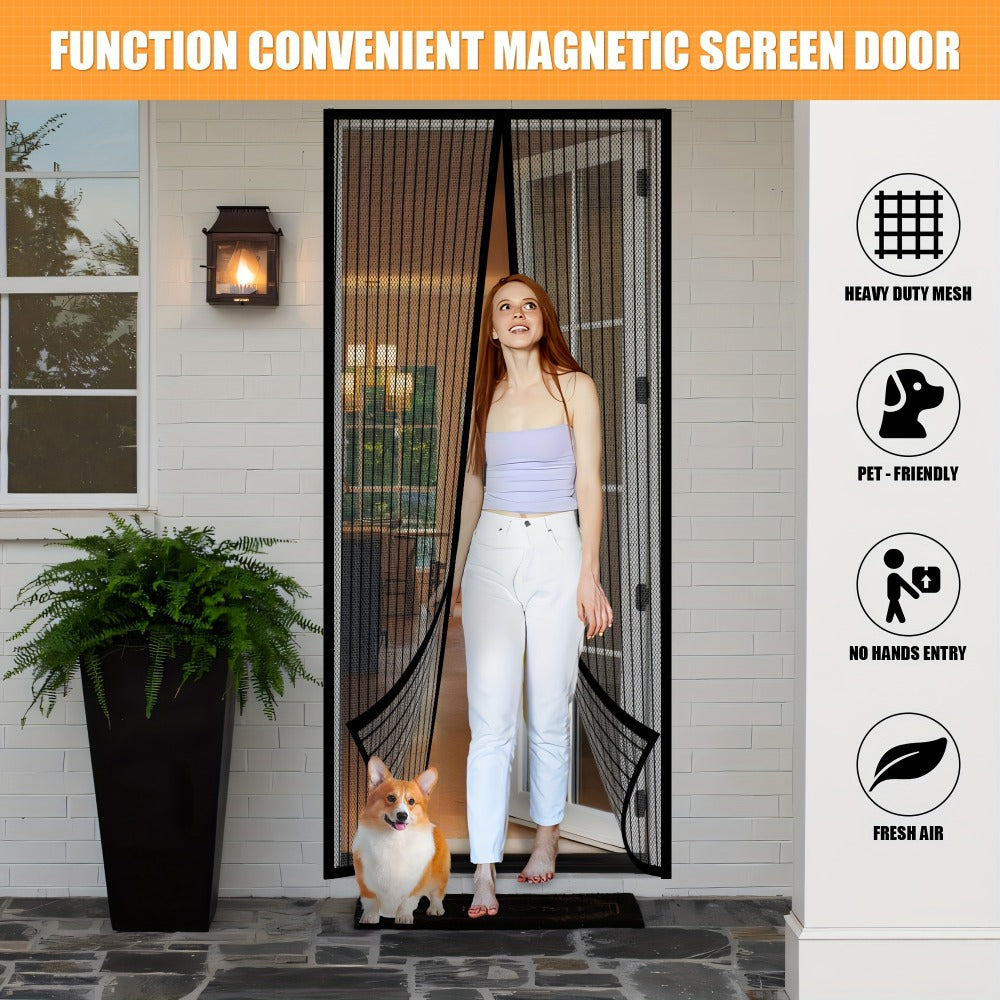 Magnetic Screen Door for Doorways – Heavy Duty Self-Sealing Mesh Door Screen with Magnetic Closure, Hands-Free, Pet & Kid Friendly