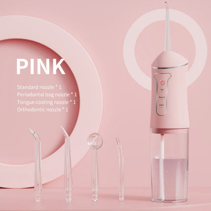 Water Flosser Cordless Three-Mode Oral Irrigator with Four Nozzles, USB Charging and Pink, Purple, Black or White Options