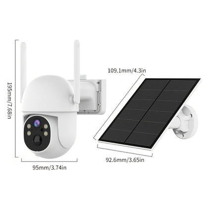 White Solar WiFi Security Camera Set with Two- or Four-Camera Options, Pan-Tilt View and Full-Color Night Vision