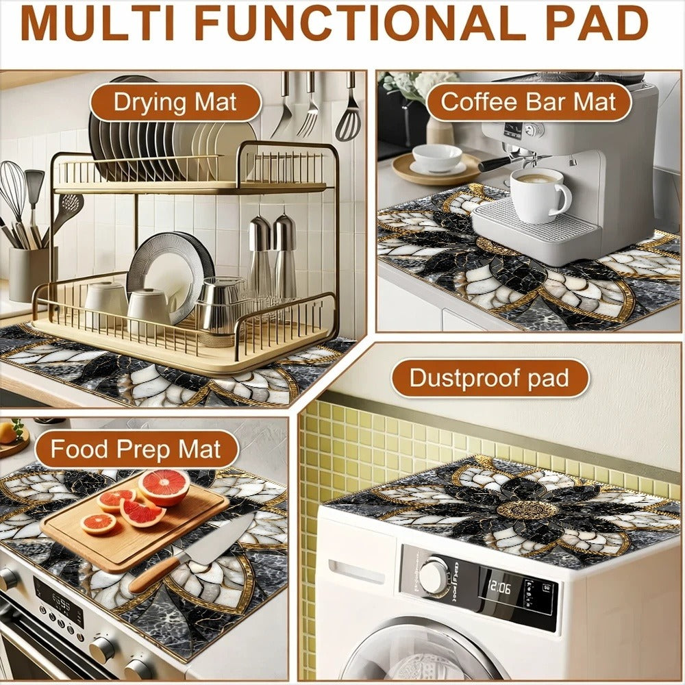 Stove Protector Mat Heat Resistant Non-Stick Reusable Gas Stove Liner Marble Pattern for Gas Stove Glass Cooktop Induction Cooker Oven