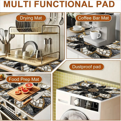 Stove Protector Mat Heat Resistant Non-Stick Reusable Gas Stove Liner Marble Pattern for Gas Stove Glass Cooktop Induction Cooker Oven