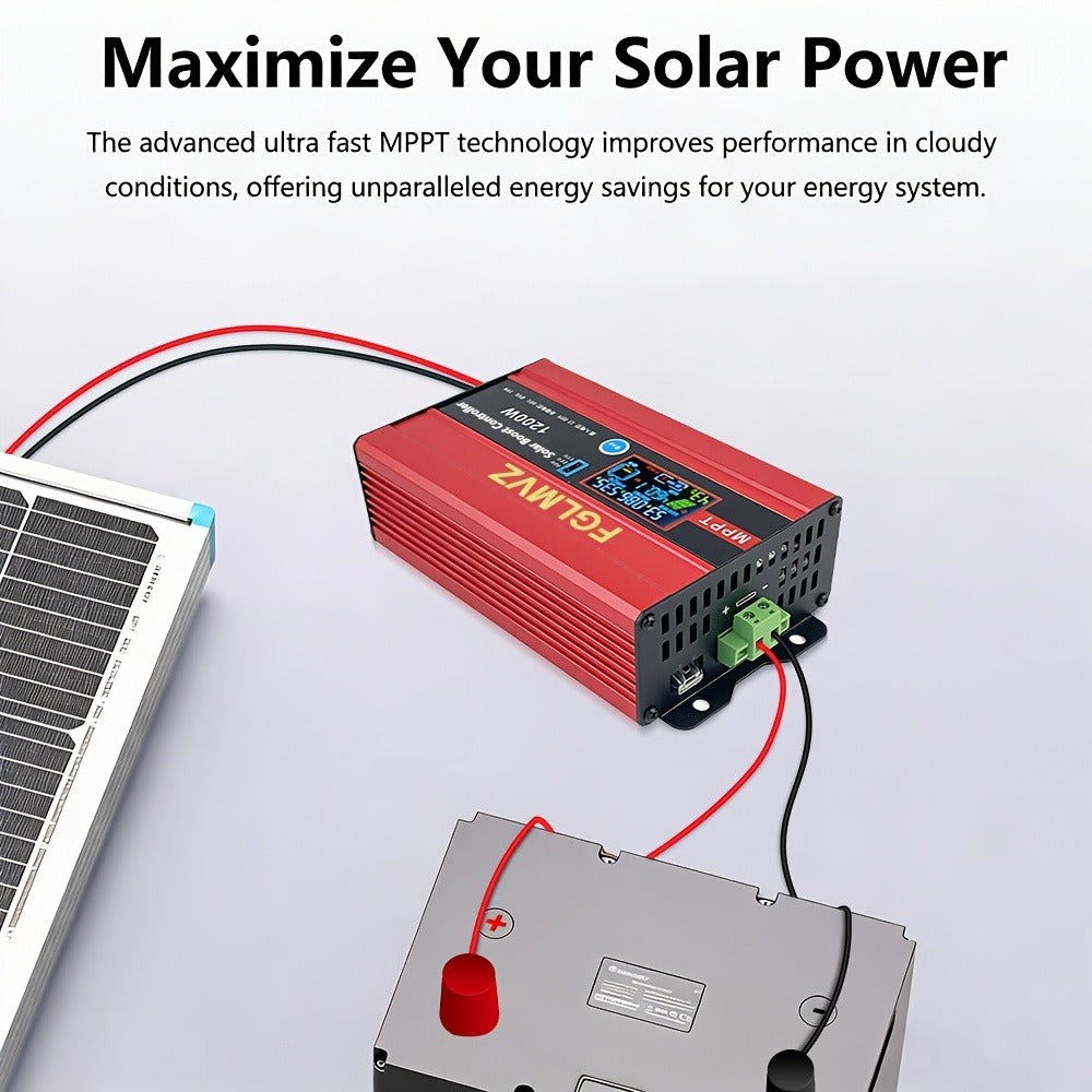30A MPPT Solar Boost Charge Controller 1200W – DC-DC Step-Up Solar Panel Regulator for Lead-Acid, Gel & Lithium Batteries