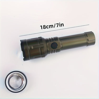 Two-Piece Black Rechargeable Zoom Flashlight Set with Ignition Lens, USB Charging Cable and Focus Control