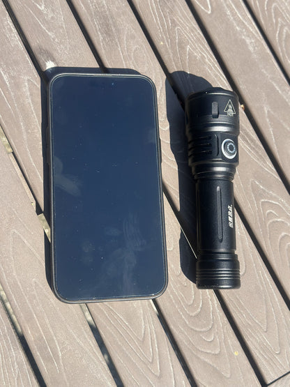 Two-Piece Black Rechargeable Zoom Flashlight Set with Ignition Lens, USB Charging Cable and Focus Control