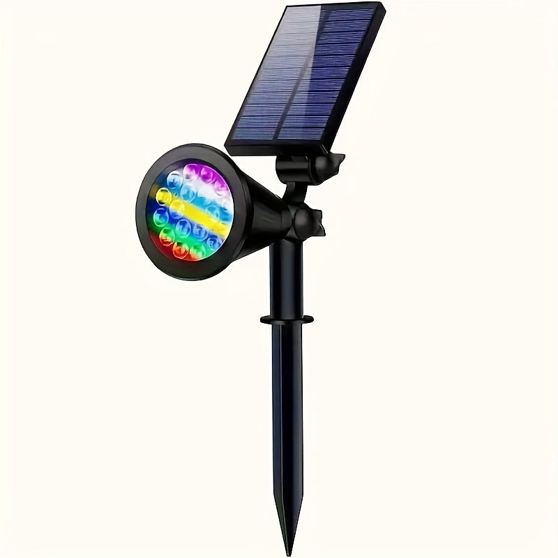 Solar Landscape Lights 2-in-1 Wall & Ground, Independent Adjustable Solar Panel, 8 Color Modes Outdoor Solar Spotlight for Garden