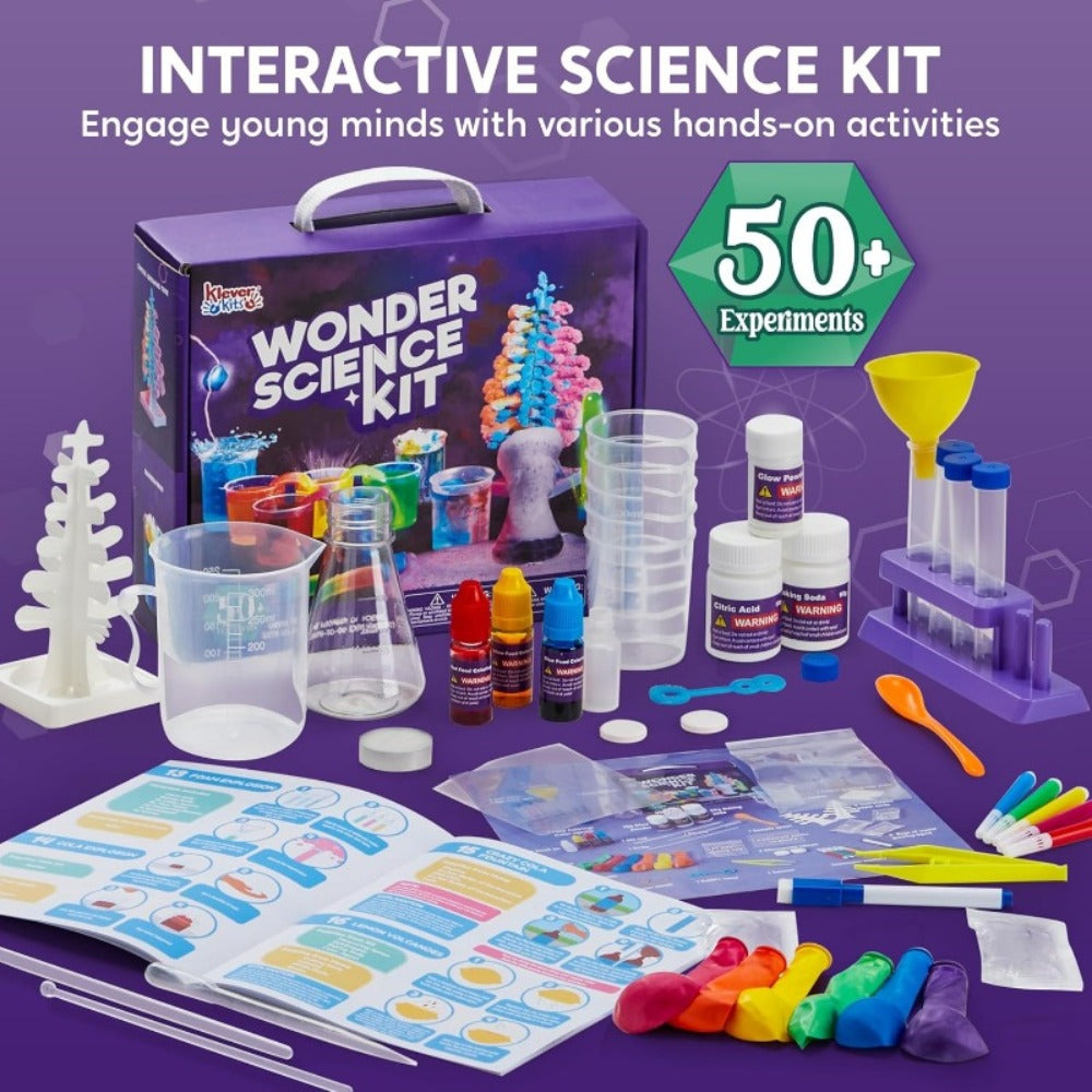 STEM Science Kit for Kids 50+ Experiments, Crystal Tree Growing Kit, Lava Lamp, Volcano Chemistry Set
