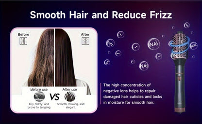5-in-1 Hot Air Styling Comb Set Negative Ion Hair Dryer Brush with 5 Interchangeable Heads, for Home, Travel and Salon Hair Styling