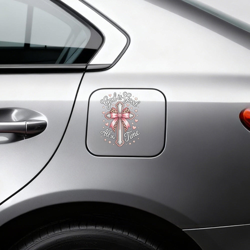 God Is Good All the Time Cross-and-Bow Decal in 5.12-Inch One- or Four-Piece Checkout Options