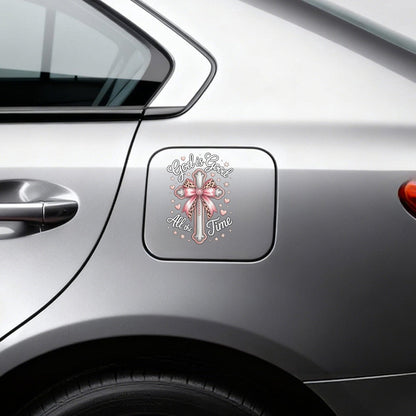 God Is Good All the Time Cross-and-Bow Decal in 5.12-Inch One- or Four-Piece Checkout Options