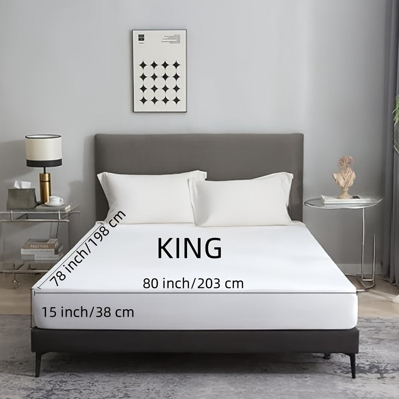 Two-Piece White Fitted Mattress Protector Set in Twin, Full, Queen or King 15-Inch-Pocket Checkouts
