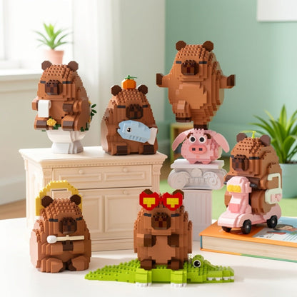 Capybara Micro Brick Building Set 562pcs Collector Edition – Miniature DIY Assembly Desk Decor Stress Relief Toy for Kids Teens Adults