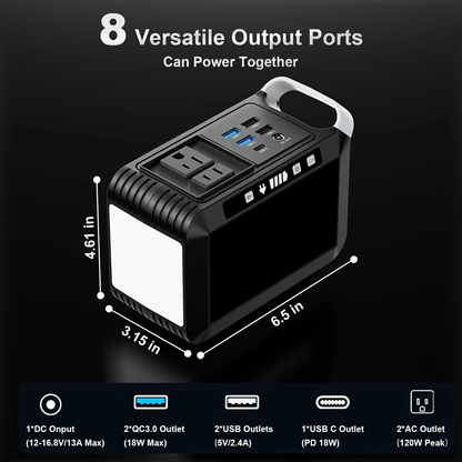 Portable Power Station 88/148/172Wh with AC Outlet 110V, Solar Generator for Camping, USB3.0 QC Fast Charge