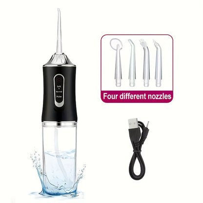 Water Flosser Cordless 270ml Oral Irrigator with Adjustable Pressure, 360-Degree Nozzle, Four Tips and USB Charging