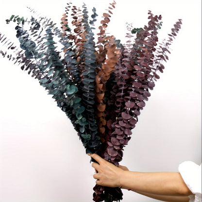 Artificial Eucalyptus Stems, 24-Piece 17-Inch Branch Set in Four Mixed Green and Muted Color Tones