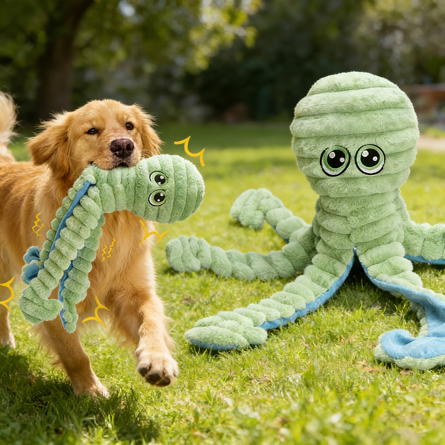 Squeaky Octopus Dog Toy – Soft Plush Chew Toy with Squeaker & Teeth Cleaning Design for Small Medium Large Dogs