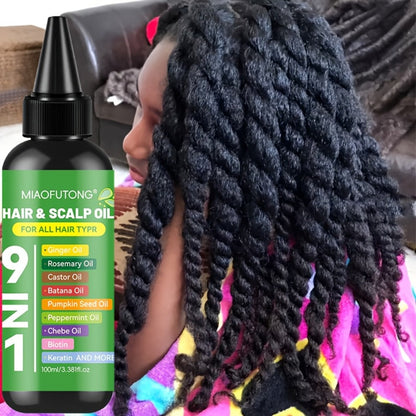Hair Care Oil 9-in-1 with Turmeric, Rosemary, Castor Oil & Biotin – Deep Hydration, Frizz Control & Smoothness, Plant-Based Squalane