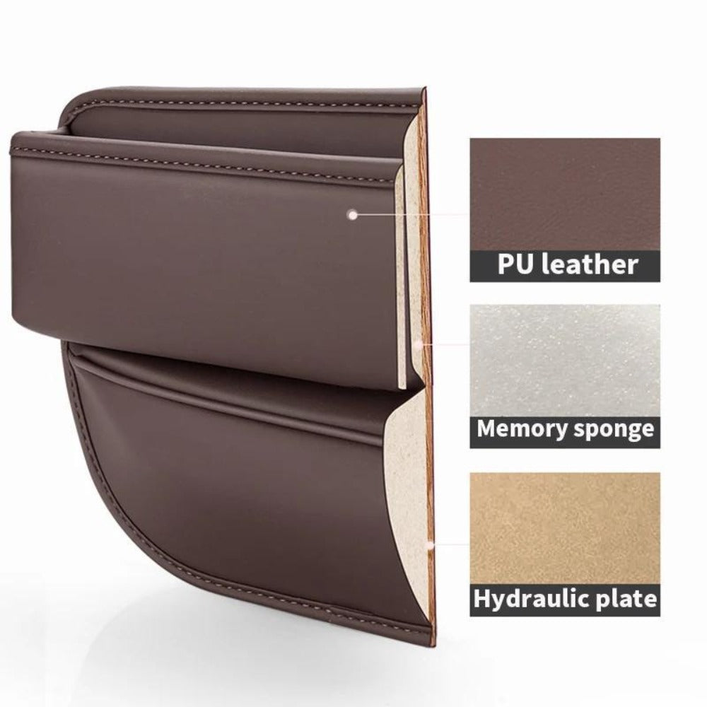 Seat-Gap Car Organizer with Cup Recess and Phone Storage in Four Color Pairs or Left-Side Black Pack