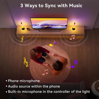 RGBIC LED Light Bar Music Sync RGB Ambient Lighting USB Powered 64+ Modes 16 Million Colors App, for Home, Desk and Accent Lighting
