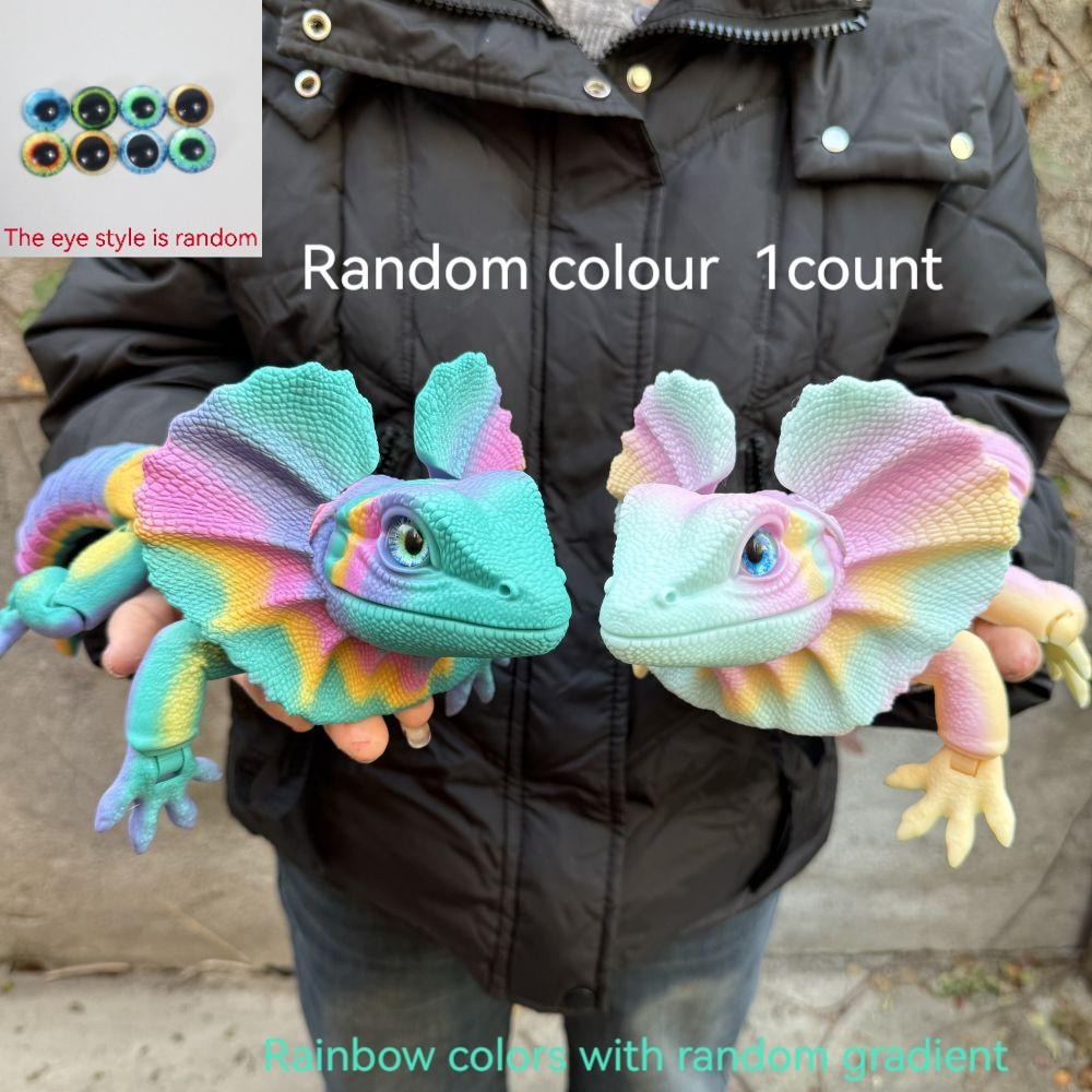 Frilled Neck Lizard Figurine 3D Printed, Large Umbrella Lizard Animal Sculpture 8 Color Styles