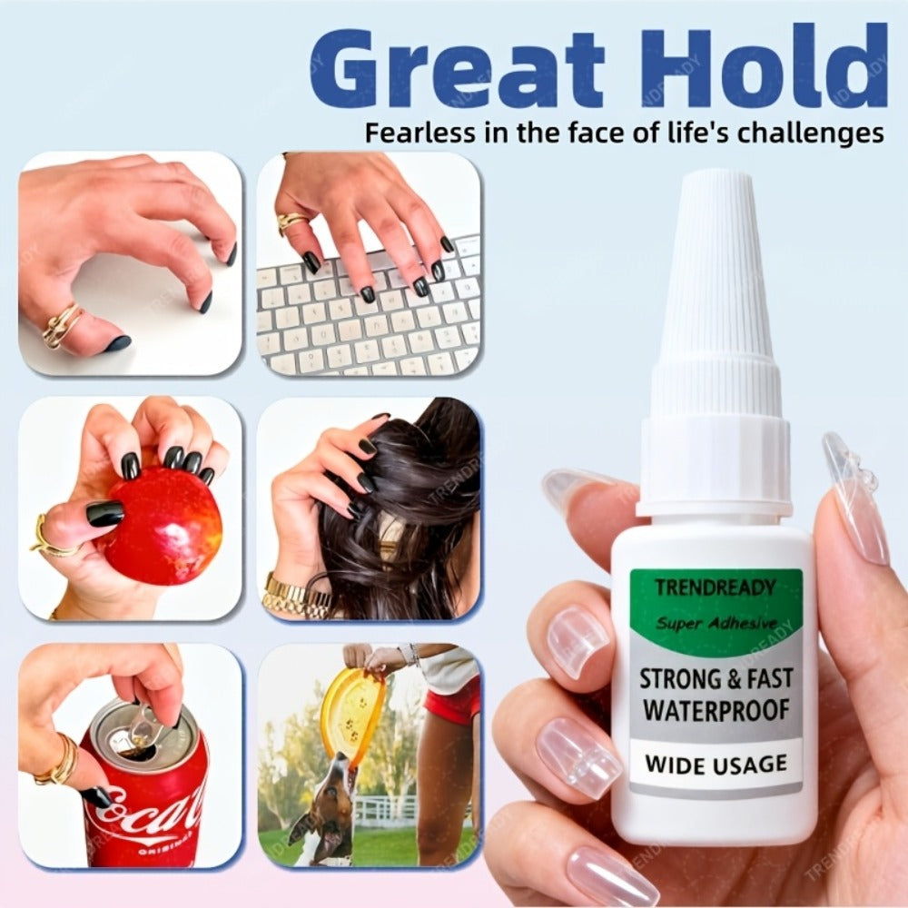 60+ Day Hold Nail Glue 4 Bottles 20g Each Super Strong Extra Hold Fast Drying No Lamp Needed Heavy Duty Adhesive for Press On Nails Fake