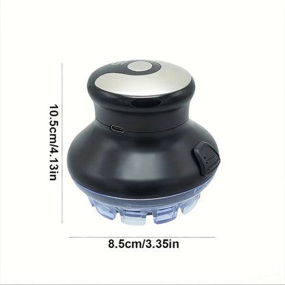 Round Hair Clipper for Self-Haircuts with Four 3-12 mm Length Settings, Two Guide Rings, USB Cable and Cleaning Accessories