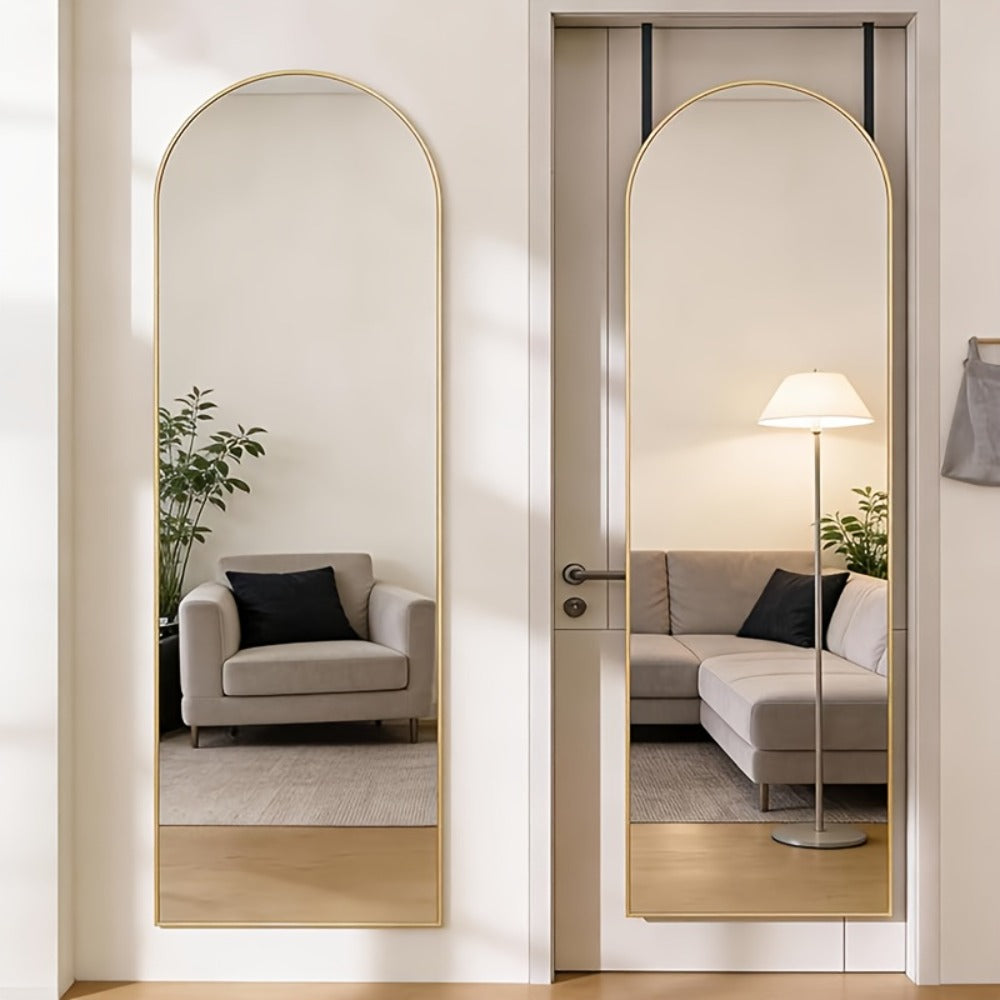Full Length Mirror 47x14, Over the Door or Wall Mounted Hanging Mirror, Aluminum Alloy Frame, Full Body Dressing Mirror for Bedroom