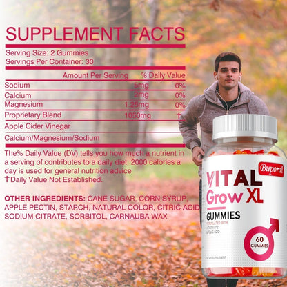 Dietary Supplement Gummies with Buporai Label, Apple Cider Vinegar, Mineral Blend and 60 Count