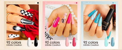 Gel Nail Polish Set with ROSALIND Label, 92 Colors Plus 8 Base and Top Products, 100 Pieces