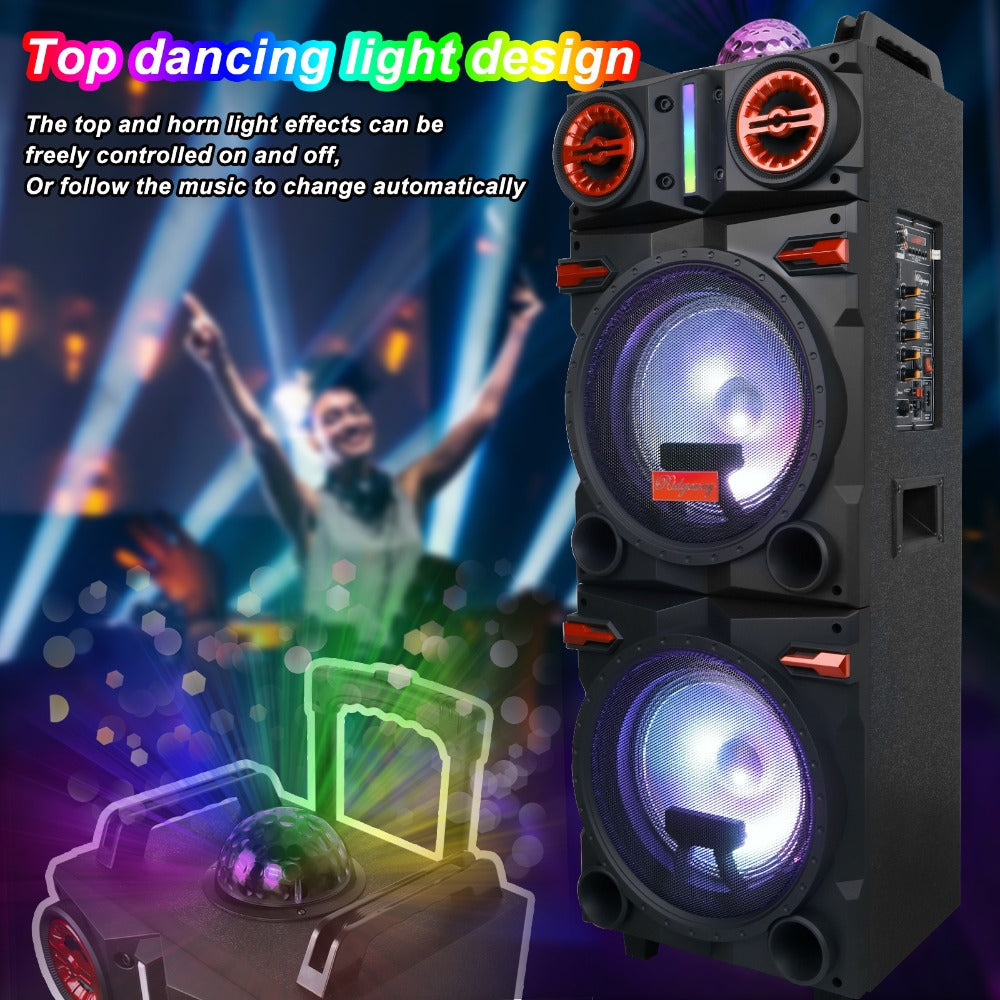 Karaoke Party Bluetooth Speaker with Sound Reactive Lights, 1000W Peak DJ Subwoofer Stereo Boombox