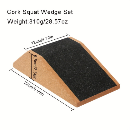 Cork Squat Wedge Blocks 2-Pack – Anti-Slip Pads, 1400 lbs Capacity, Calf Raiser & Yoga Ramp for Weightlifting