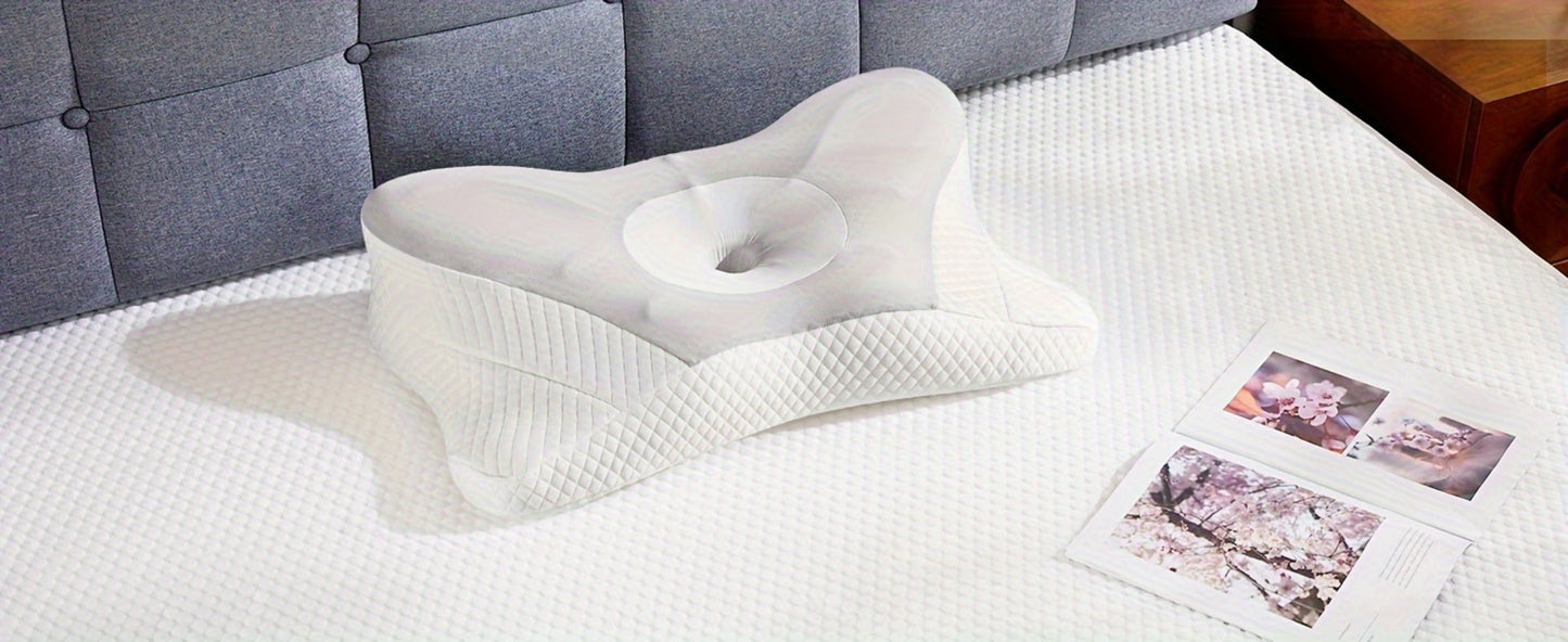 Memory Foam Cervical Pillow Contour Neck Support Orthopedic Bed Pillow for Side Back Stomach Sleepers with Cooling Pillowcase Queen King