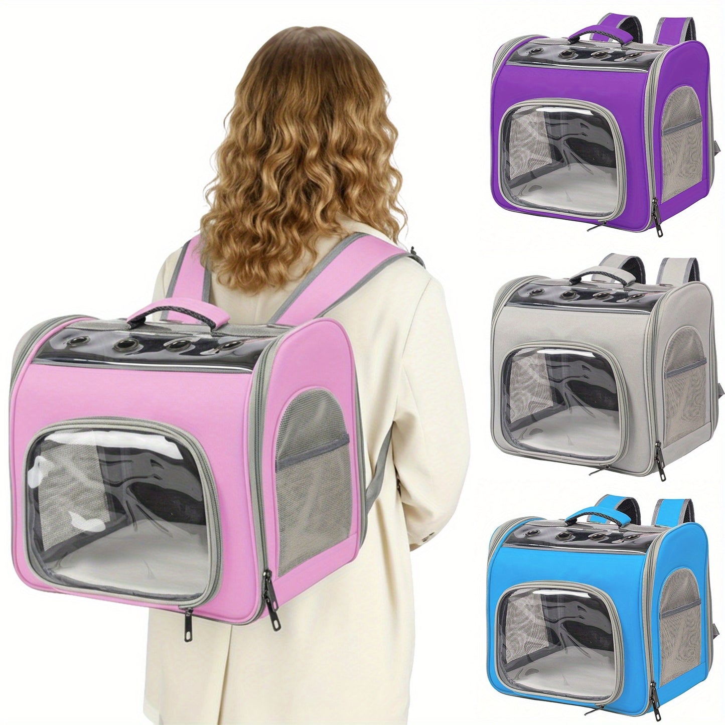Pet Backpack for Cats and Dogs – Foldable Breathable Mesh Window Carrier Bag with Front Opening, Lightweight Travel Backpack for Hiking