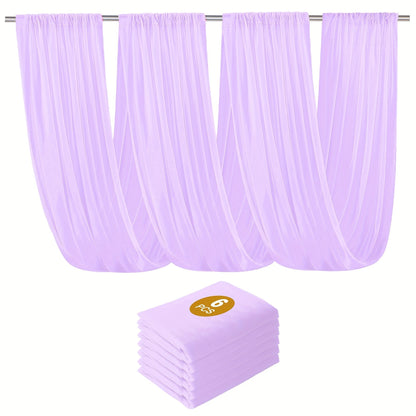 6-Pack Chiffon Ceiling Drapes for Wedding 63x118in – Sheer Polyester Backdrop Curtains with Rod Pockets for Wedding Arch, Party Stage