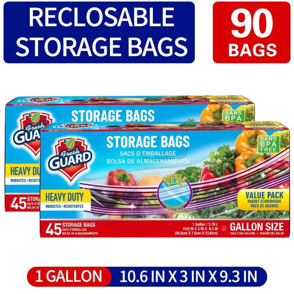 Reclosable Food Storage Bags Heavy Duty Ziplock Seal Fresh-Keeping Bags for Fruits Vegetables Grains Meat Kitchen Organizer Multiple Sizes