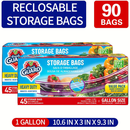 Reclosable Food Storage Bags Heavy Duty Ziplock Seal Fresh-Keeping Bags for Fruits Vegetables Grains Meat Kitchen Organizer Multiple Sizes