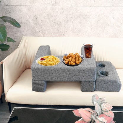 Modular Gray Reading and Gaming Cushion with Armrests, Cup Holders, Side Pockets and Detachable Sections