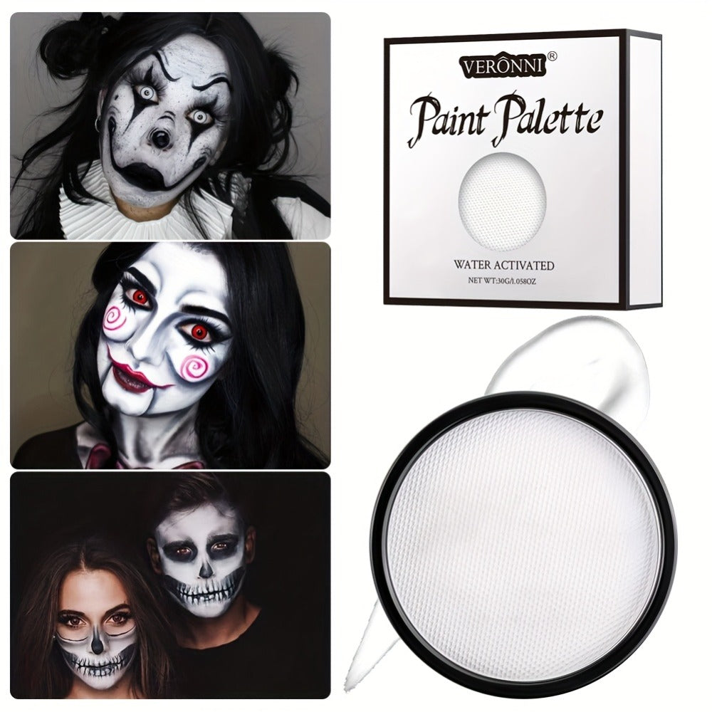Water Activated Face Paint Kit 6 Colors with 10 Brushes, Water Based Face Body Paint Palette Black White Red