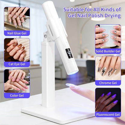 French Manicure Nail Stamper LED Lamp Kit, 4-Head Portable Rechargeable DIY Nail Art Tool with Nail Sticker