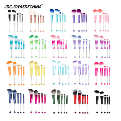 Makeup Brush Set, 10-Piece Bead-Ready ABS Handle Collection with Polyester Bristles and Eleven Color Options