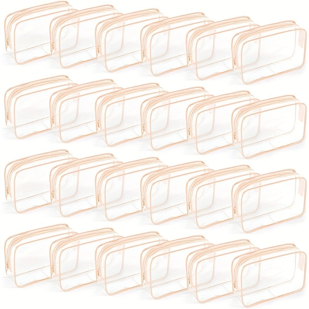 TSA Approved Clear Toiletry Bags Set of 24 Transparent Travel Makeup Organizer Pouches Medium Size Airport Security Quart Bag for Liquids