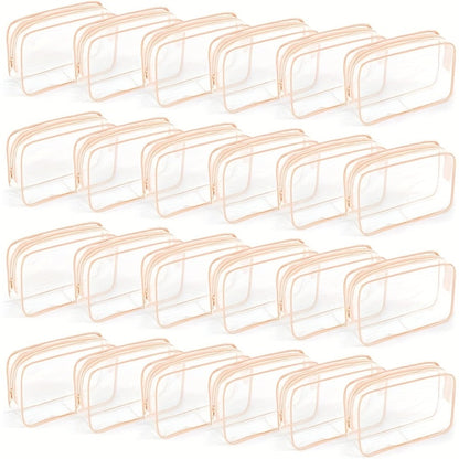 TSA Approved Clear Toiletry Bags Set of 24 Transparent Travel Makeup Organizer Pouches Medium Size Airport Security Quart Bag for Liquids