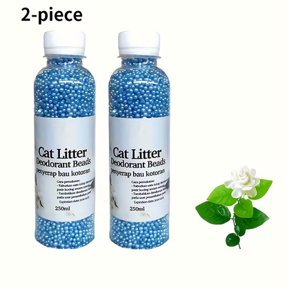 Flushable Cat Litter Deodorizer Beads 2-Pack – Dust-Free Odor Eliminator for Cat Litter Box, Mixed Absorbent Particles, Multiple Scents