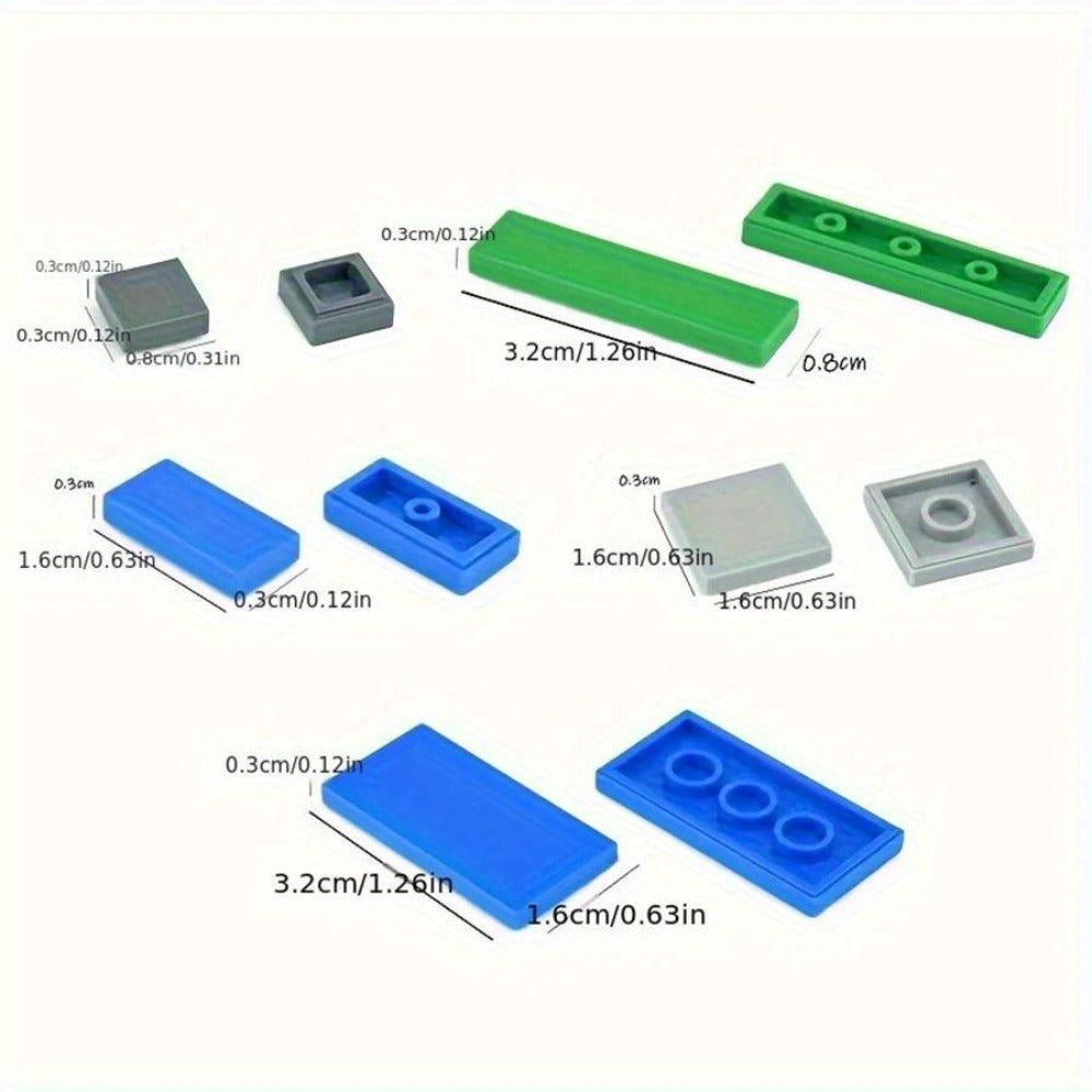 Bulk Flat Tile Building Blocks 150 Pcs – Smooth Thin Plate Bricks 1x1 1x2 1x6 LEGO Compatible MOC Accessories Kids Creative Building DIY